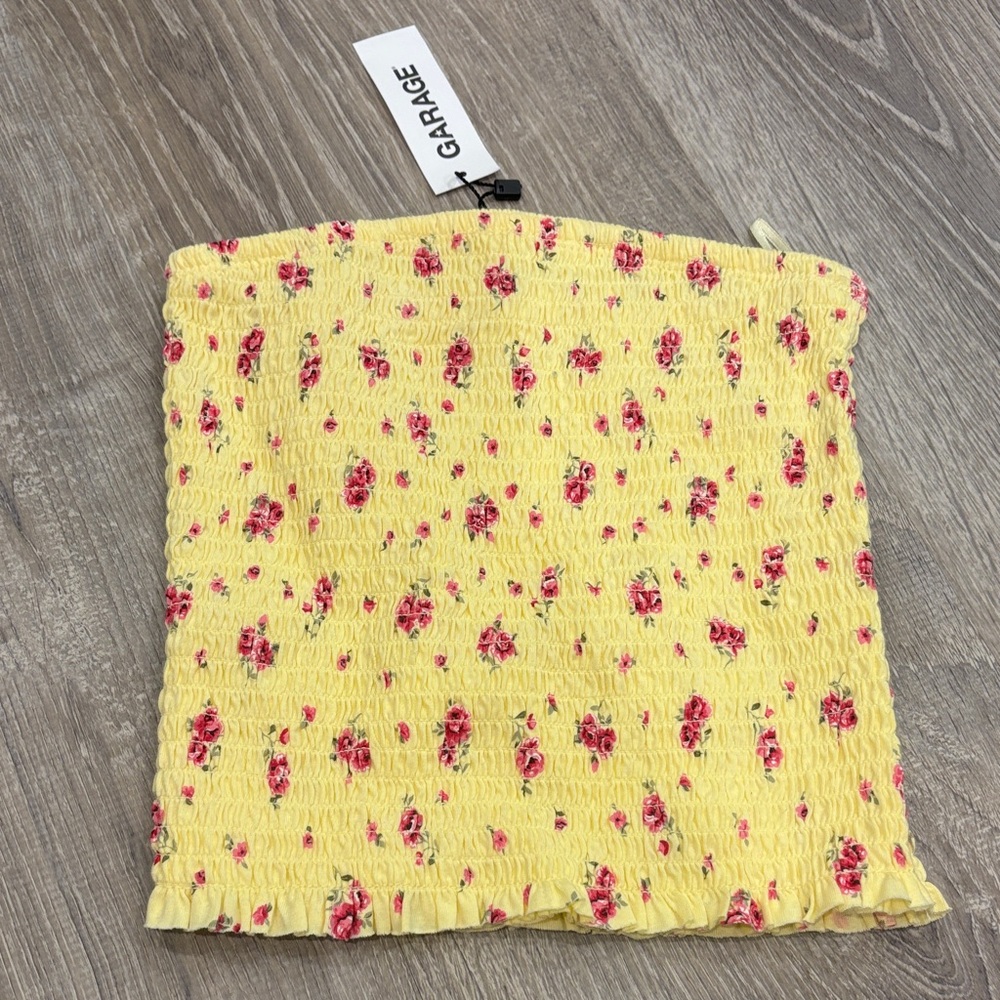 NWT Garage Yellow and Pink Floral Tube Top